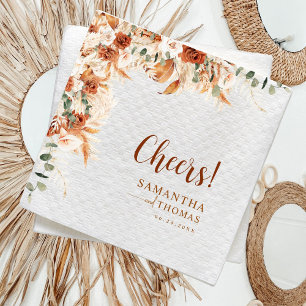 Guardanapo De Papel Casamento Floral de Aquarela Personalizada