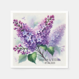 Guardanapo De Papel Casamento Floral de Aquarelas Lilac Fllowers