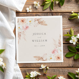Guardanapo De Papel Casamento Floral de Boho Fall Minimalista