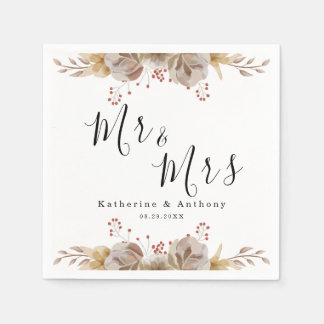 Guardanapo De Papel Casamento Floral de Boho Minimal