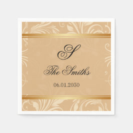 Guardanapo De Papel Casamento Floral de Bronze Moderno