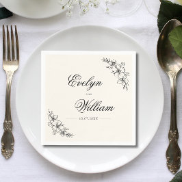 Guardanapo De Papel Casamento Floral de Caligrafia Moderna Elegante