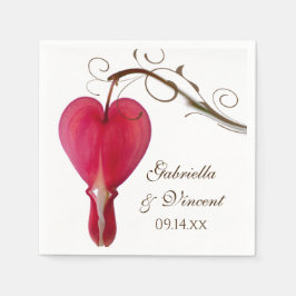 Guardanapo De Papel Casamento Floral de Corações com Hemorragia Vermel