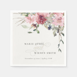 Guardanapo De Papel Casamento Floral de Elegante Dusky Blush Rosa Wild