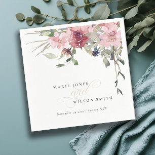 Guardanapo De Papel Casamento Floral de Elegante Dusky Blush Rosa Wild