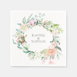 Guardanapo De Papel Casamento Floral de Elegante Watercolor Greenery
