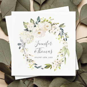 Guardanapo De Papel Casamento Floral de Ferida Branca