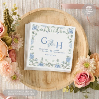 Guardanapo De Papel Casamento Floral de Flores Azuis de Cola Branca