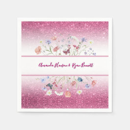 Guardanapo De Papel Casamento Floral de Flores em Aquarela Rosa