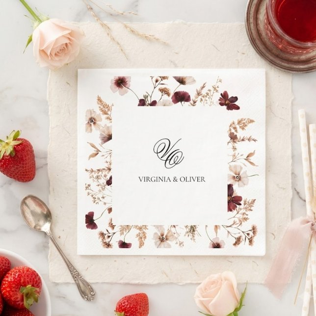 Guardanapo De Papel Casamento Floral de Flores Silvestres de Outono  (Criador carregado)