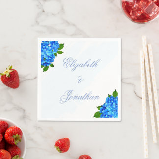 Guardanapo De Papel Casamento Floral de Hortênsia Azul