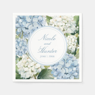 Guardanapo De Papel Casamento Floral de Hortênsia Azul Empoeirado