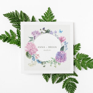 Guardanapo De Papel Casamento Floral de Hydrangea, pintado à Mão