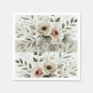 Guardanapo De Papel Casamento Floral de Khaki Olive Green