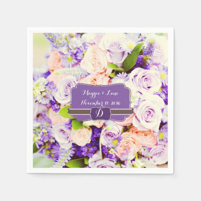 Guardanapo De Papel Casamento Floral de Lavendar Personalizado Napkins (Frente)
