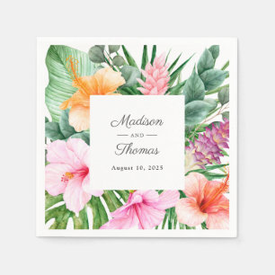 Guardanapo De Papel Casamento Floral de Lush Tropical Watercolor