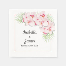 Guardanapo De Papel Casamento Floral de Orquídea Rosa Napkins