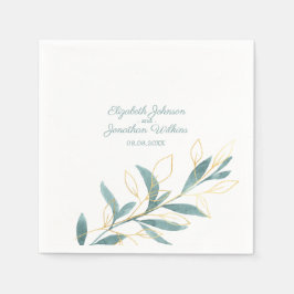 Guardanapo De Papel Casamento Floral de ouro Verde