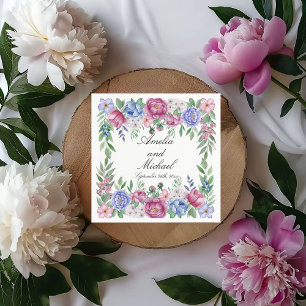 Guardanapo De Papel Casamento Floral de Peões Azuis Mauve
