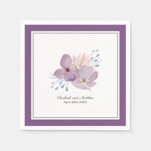 Guardanapo De Papel Casamento Floral de Purple Watercolor