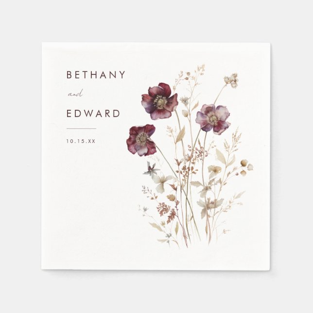 Guardanapo De Papel Casamento Floral de Queda Elegante Napkins (Frente)