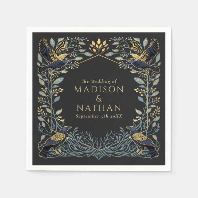 Guardanapo De Papel Casamento Floral de Raven Gothic Encantado (Frente)