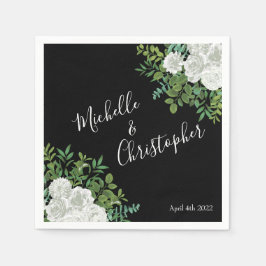 Guardanapo De Papel Casamento Floral de Rosa Negra e Branca