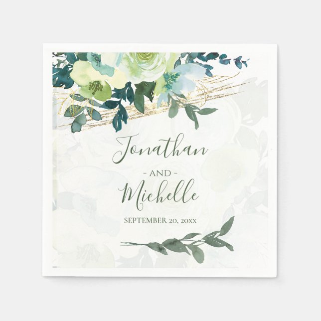 Guardanapo De Papel Casamento Floral de Tartaruga Dourada de marfim El (Frente)