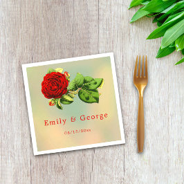 Guardanapo De Papel Casamento Floral de Verão da Rosa vermelha Românti