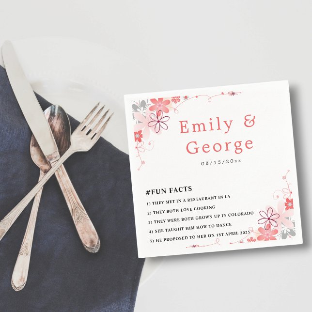 Guardanapo De Papel Casamento Floral de Verão de Rosas Rosa Elegantes (Criador carregado)