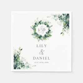 Guardanapo De Papel Casamento Floral de Verduras de Eucalipto Rústico