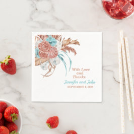 Guardanapo De Papel Casamento Floral de Watercolor Boho Terracotta