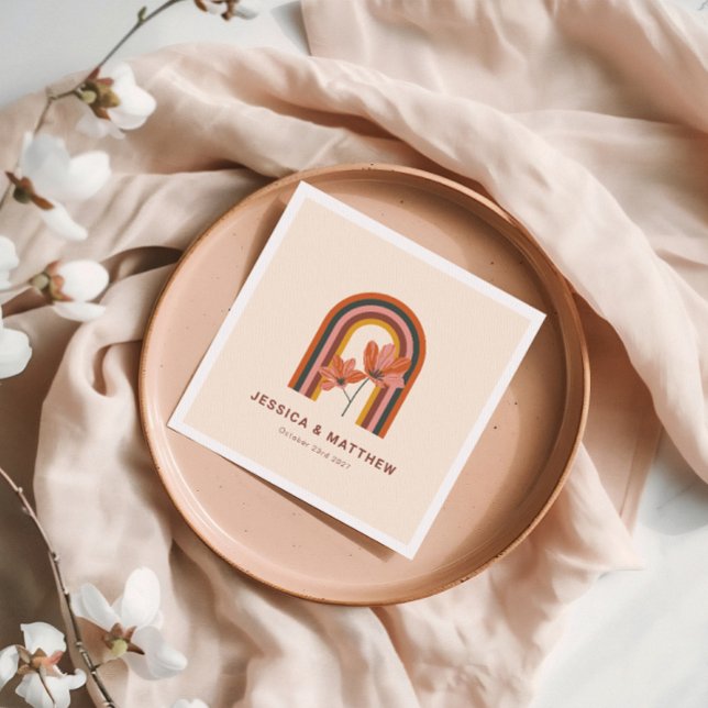 Guardanapo De Papel Casamento Floral do Autumn Terracotta da Boêmia Pe (Criador carregado)