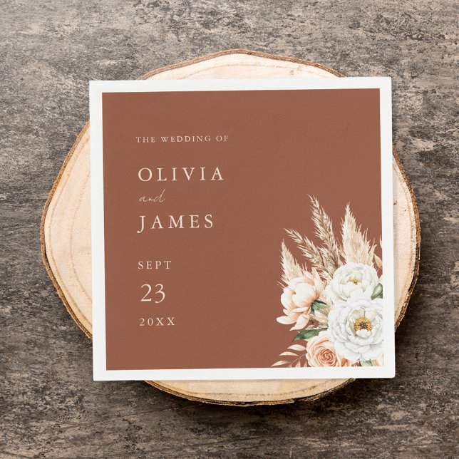 Guardanapo De Papel Casamento Floral do Elegante Orange Terracotta (Criador carregado)