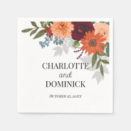 Guardanapo De Papel Casamento Floral do Jardim de Queda Burgundy