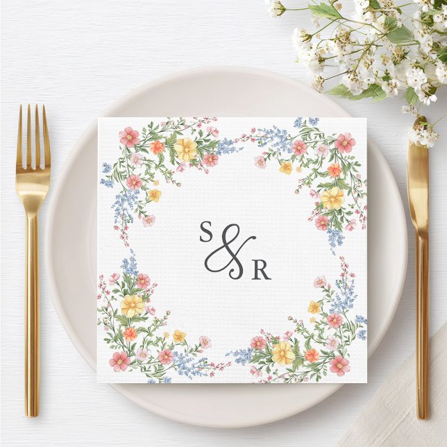 Guardanapo De Papel Casamento Floral do Jardim do Primavera de Pastel  (Soft Pastel Ornate Spring Garden Floral Wedding Napkins)
