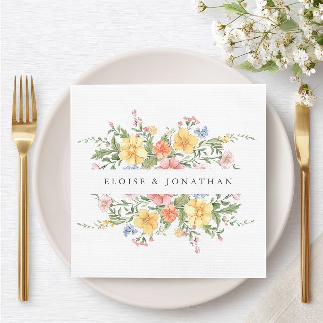 Guardanapo De Papel Casamento Floral do Jardim do Primavera de Pastel  (Soft Pastel Ornate Spring Garden Floral Wedding Napkins)