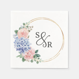 Guardanapo De Papel Casamento Floral do Pastel Azul Pink Hydrangeas