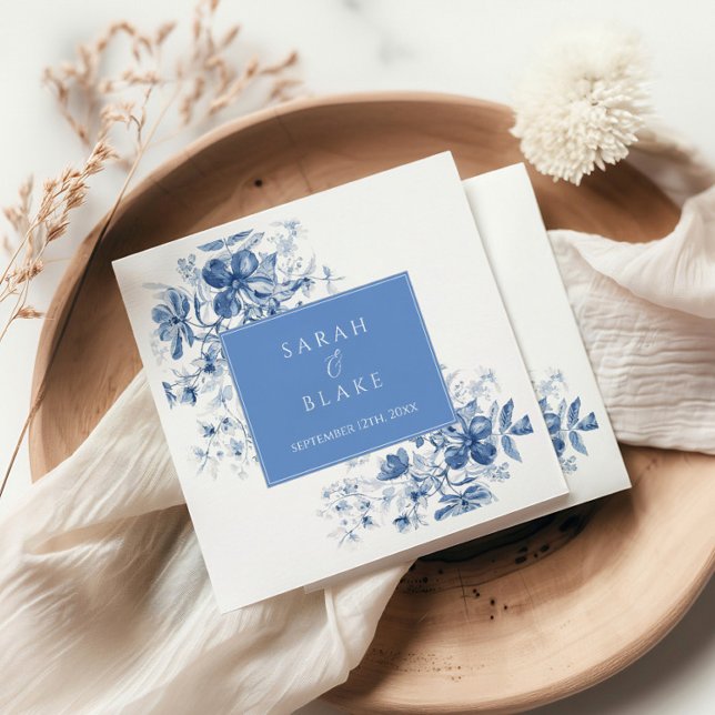 Guardanapo De Papel Casamento Floral do Toile Azul Francês (Criador carregado)