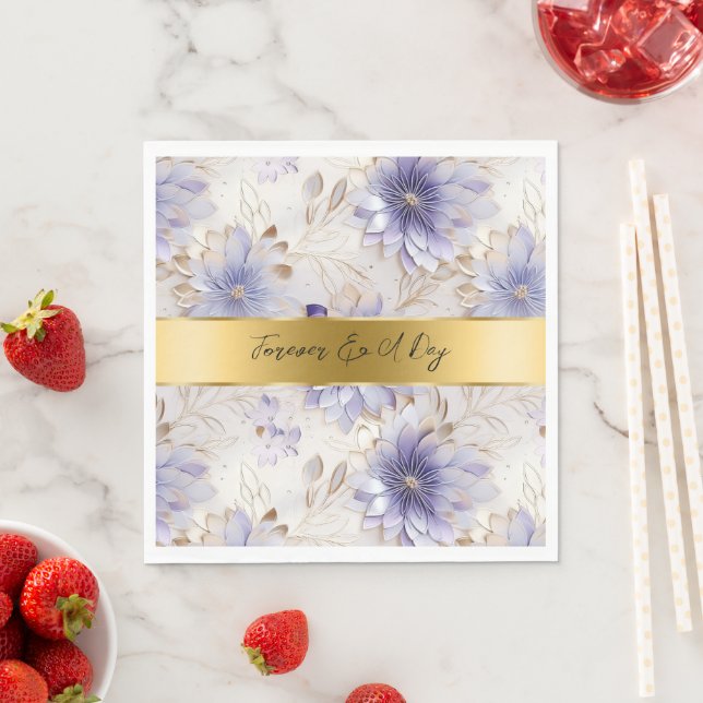 Guardanapo De Papel Casamento Floral Dourado com Pérola bonito (Insitu)