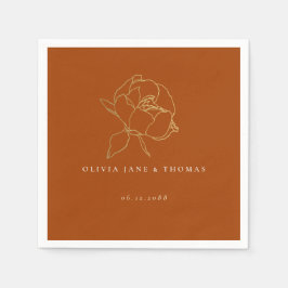 Guardanapo De Papel Casamento Floral Dourado de Fala Simples Clássica