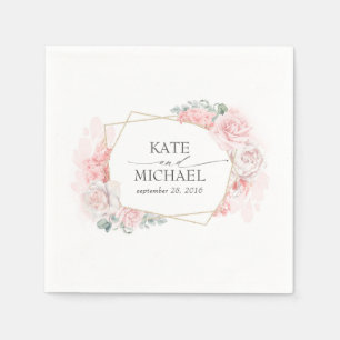 Guardanapo De Papel Casamento Floral Dusty Pink e Blush