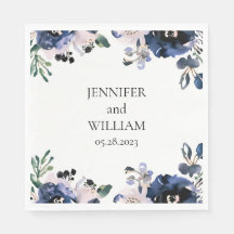 Casamento Floral Elegante Cor-de-marinho Azul e Ro