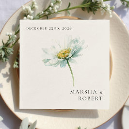 Guardanapo De Papel Casamento Floral Elegante de Margarida em Aquarela