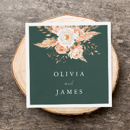 Guardanapo De Papel Casamento Floral Elegante Emerald Green Boho Chic