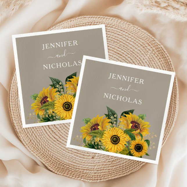 Guardanapo De Papel Casamento Floral Elegante Taupe (Elegant Taupe Floral Wedding Napkins)