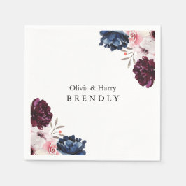 Guardanapo De Papel Casamento Floral Elegante Tom Burgundy