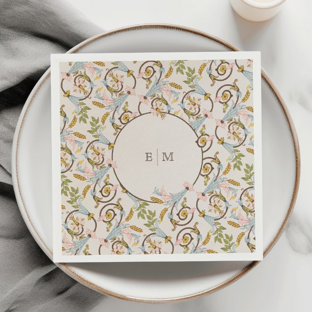 Guardanapo De Papel Casamento Floral Elegante Vitoriano Real (Criador carregado)