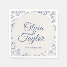 Casamento Floral em Aquarela Azul Desbotado