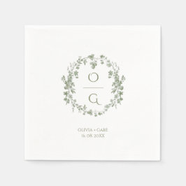 Guardanapo De Papel Casamento Floral Francês Verde Salgueiro Vintage M